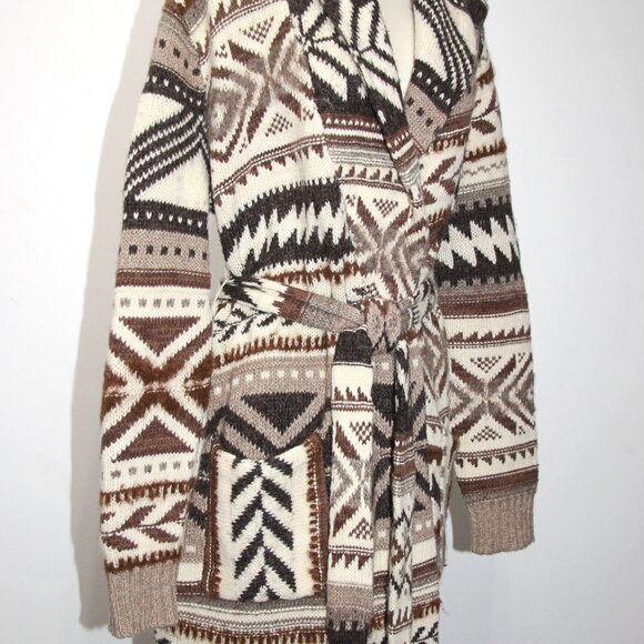 Polo Ralph Lauren Wool-Alpaca-Blend Geo-Motif Shawl Collar Belt Coatigan  M $798 - Picture 10 of 16